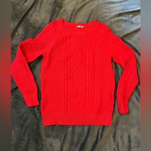 GAP Women's Bright Red Cable Knit Sweater